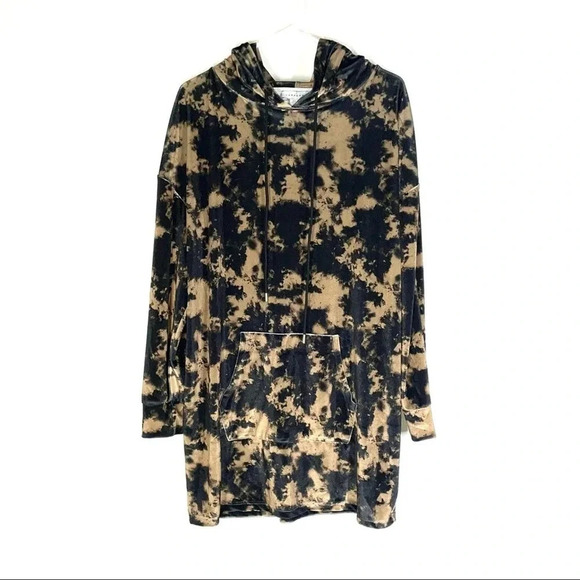 NEW TopShop Acid Wash Tie Dye Pullover Velvet Hoodie Sweatshirt Size US 4 Small - Picture 2 of 10